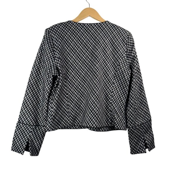 Spanx ponte black white plaid blazer jacket preppy money office sz M - Picture 3 of 6